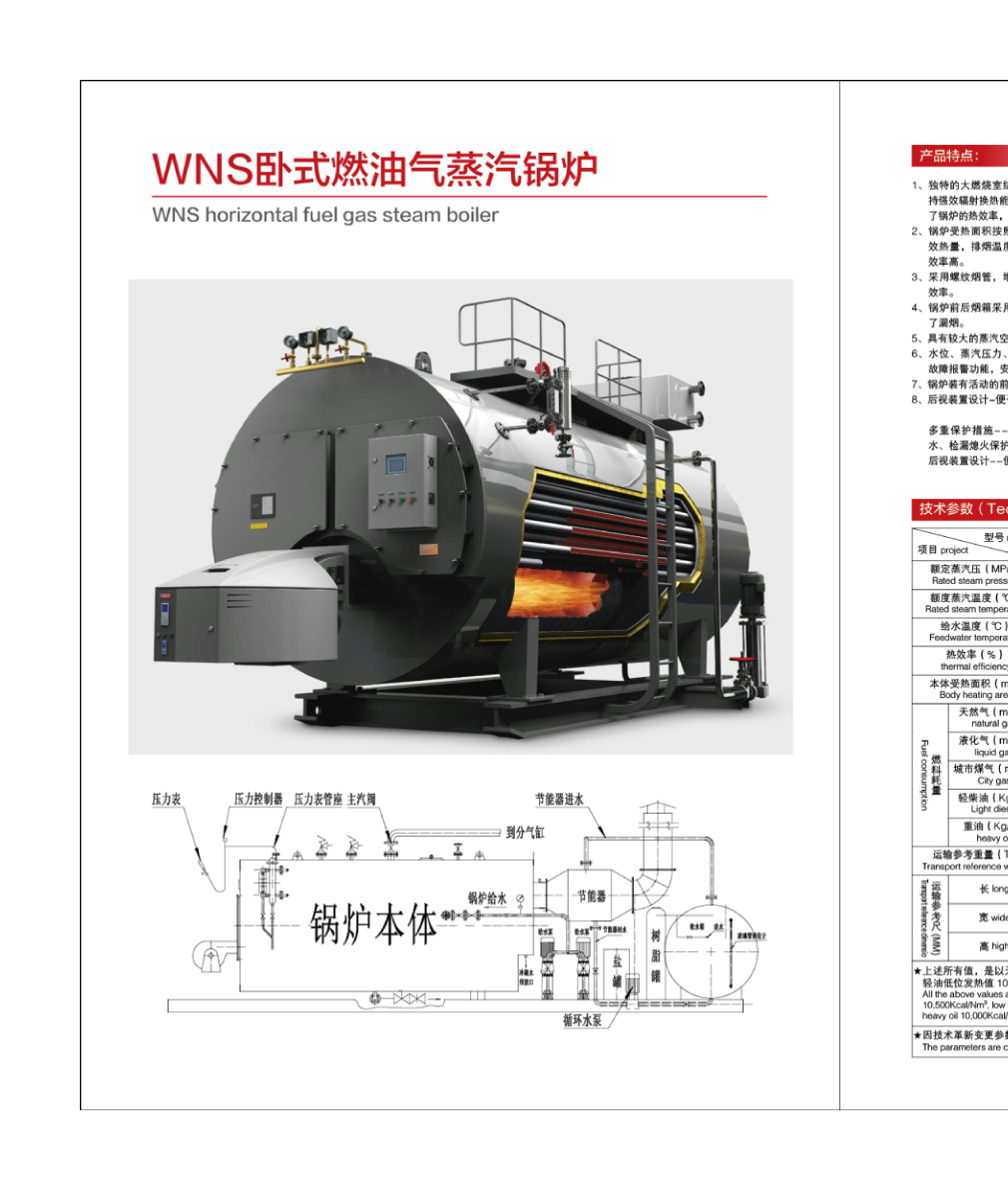 WNS Horizontal Fuel Gas Steam Boiler