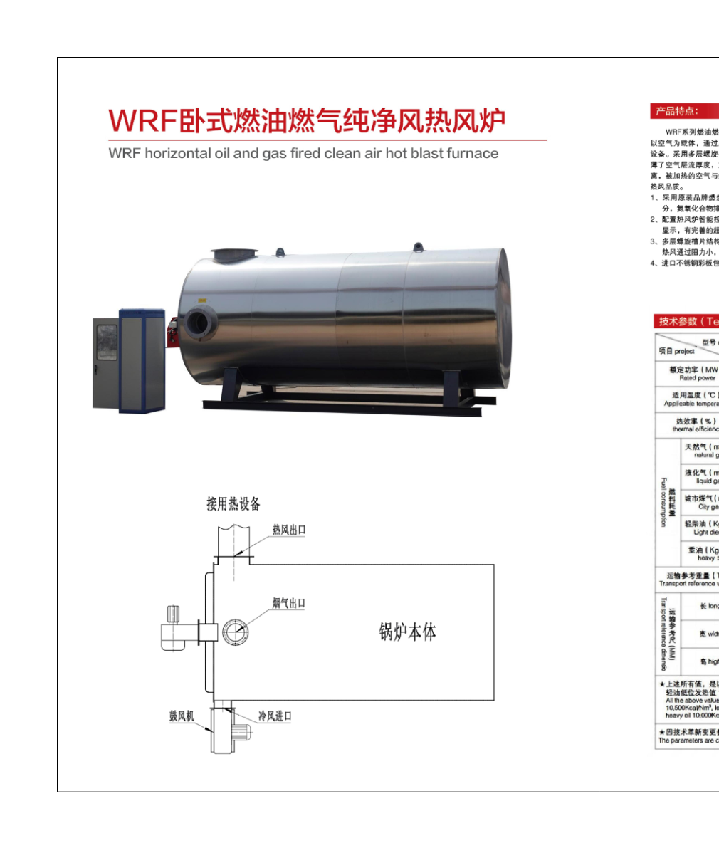 WRF Horizontal Oil and Gas Fired Clean Air Hot Blast Furnace