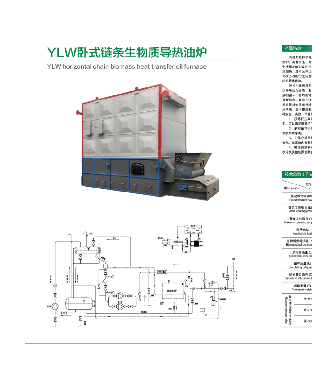 YLW Horizontal Chain Biomass Heat Transfer Oil Furnace