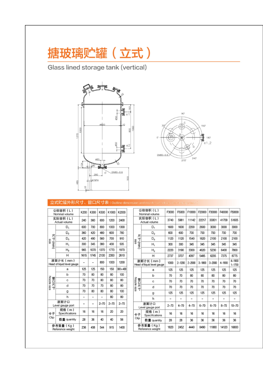 Glass Lined Storage Tank Vertical