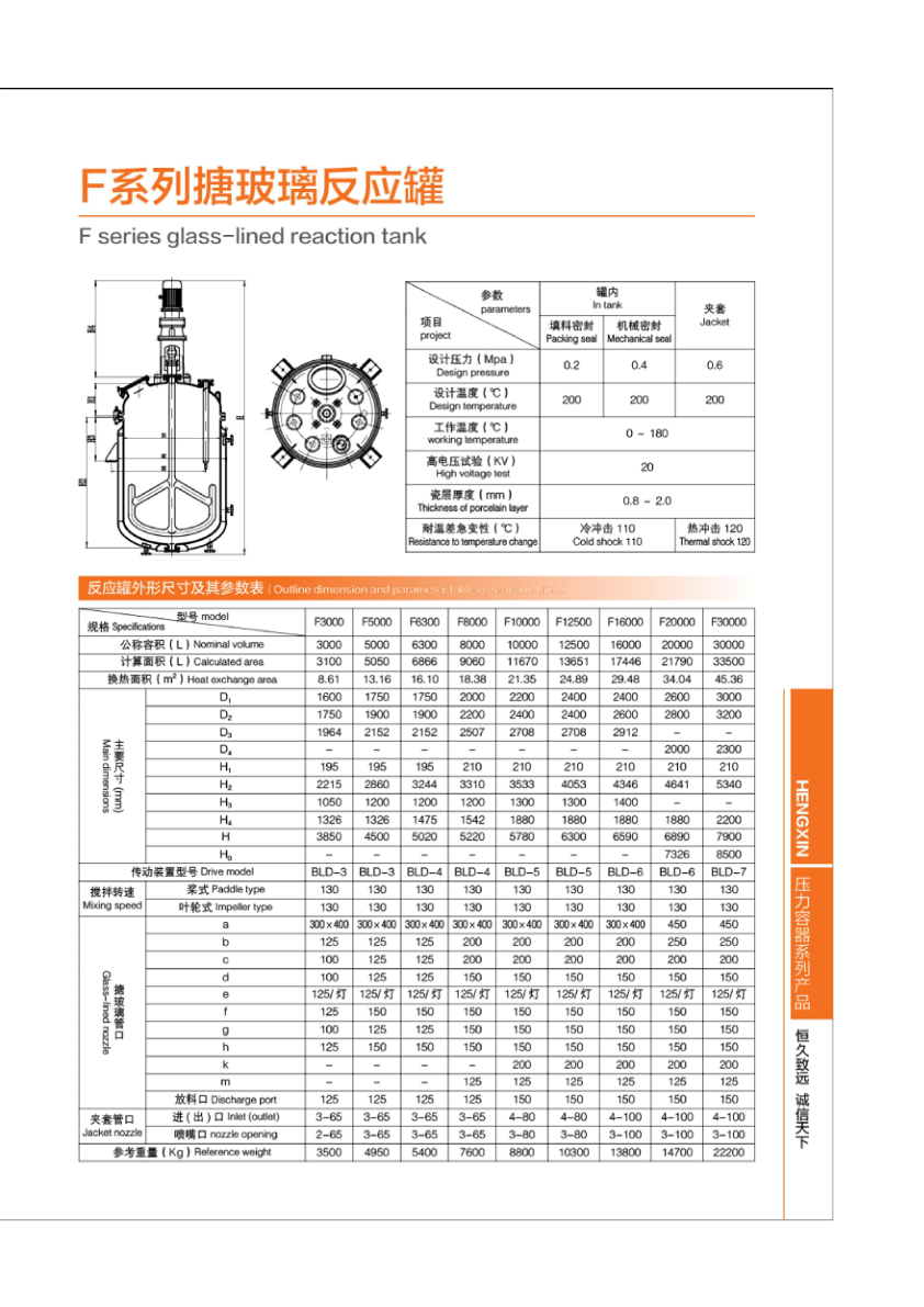 F Series Glass-Lined Reaction Tank